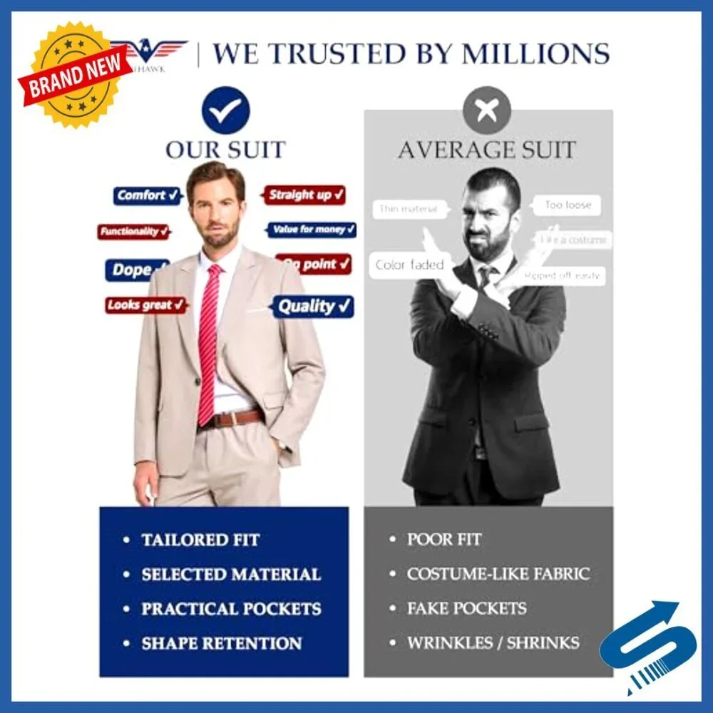 Slim Fit Men's Suit Set with Tie, Business Wedding Prom Party